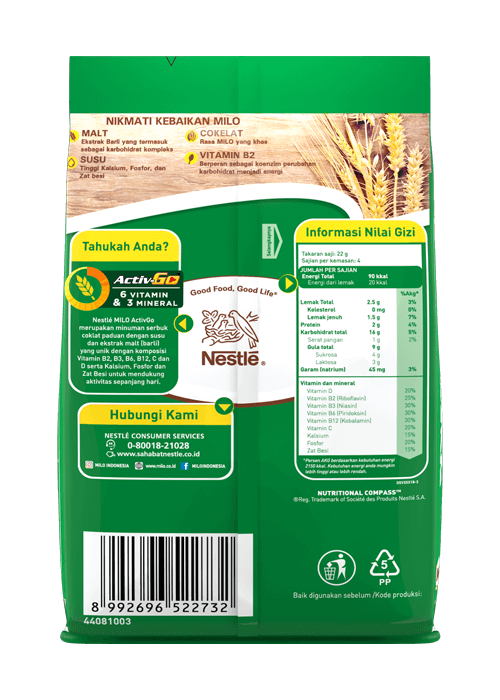 produk milo activ-go polybag 4x22g