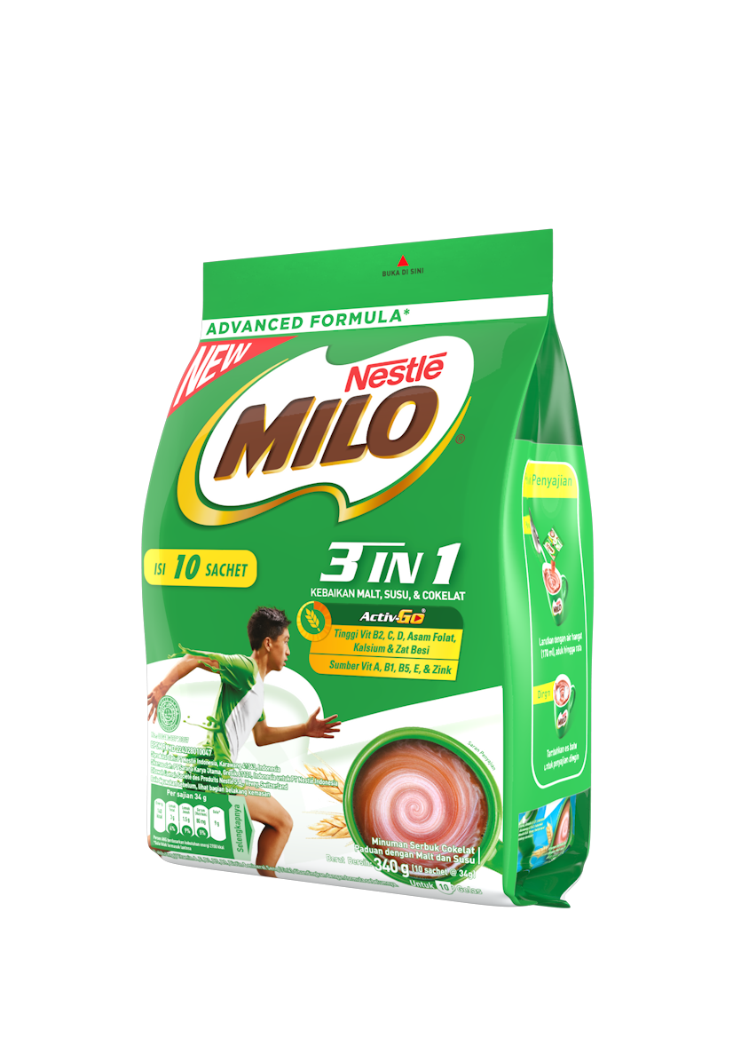 Produk MILO 3in1 Polybag 10x34g