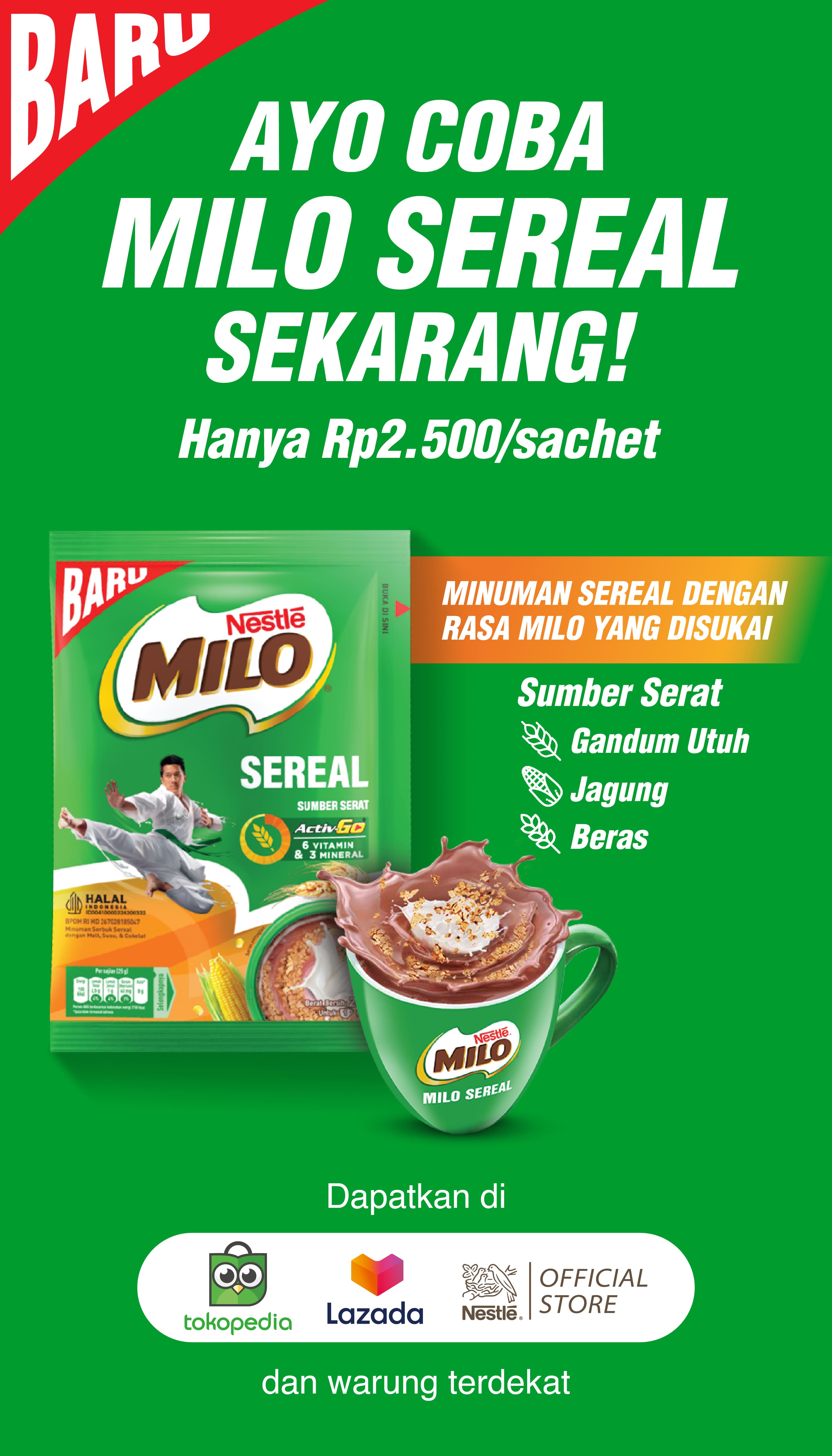 BARU! Milo Sereal dengan Rasa MILO. Jadi yang pertama untuk coba MILO Sereal!