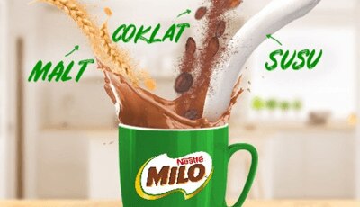 gambar gelas dengan susu MILO