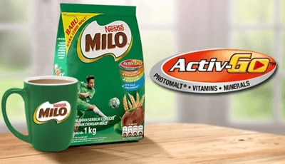 gambar gelas dan packaging susu MILO